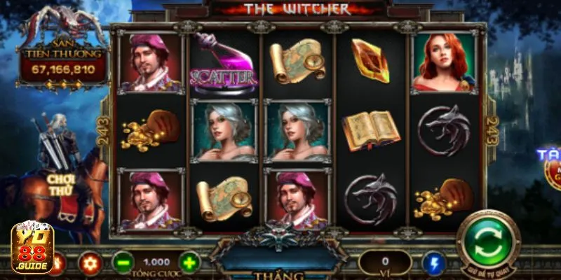 Nhấn ngay cược The Witcher Yo 88 với nhiều biểu tượng đặc trưng 