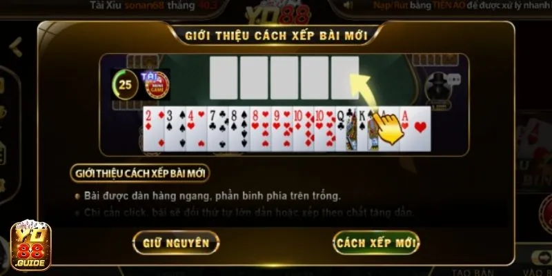 Cách xếp bài tiện lợi mới cho Mậu Binh Yo88 